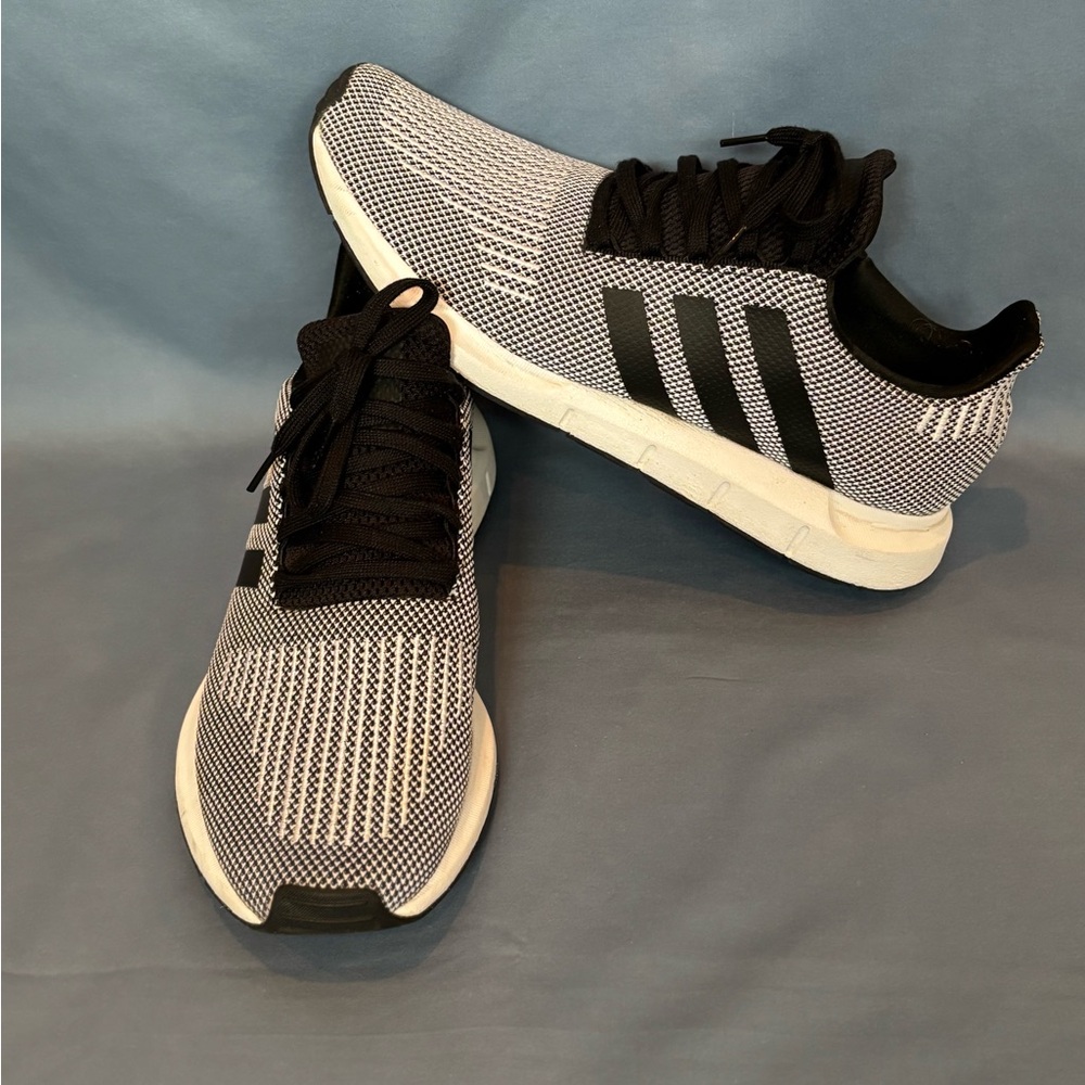 Adidas Men's Black and White Sneakers